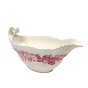 Vintage Wedgwood of Etruria & Barlaston Bramble Gravy Boat England Pink Floral